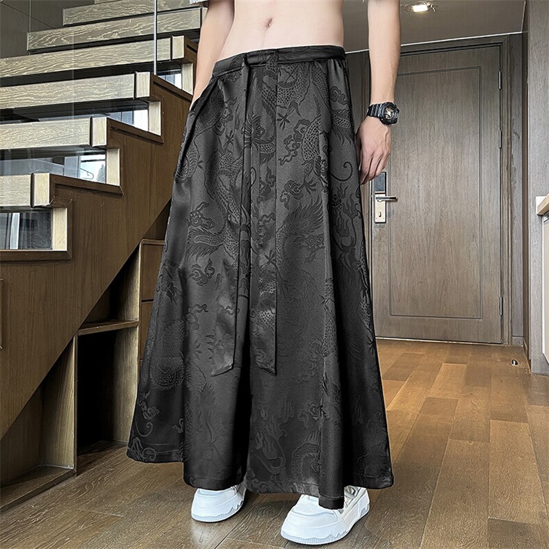 2025春夏新中式龙纹冰丝阔腿裤大码电商A057-K375-P55,男装休闲裤,电商A057