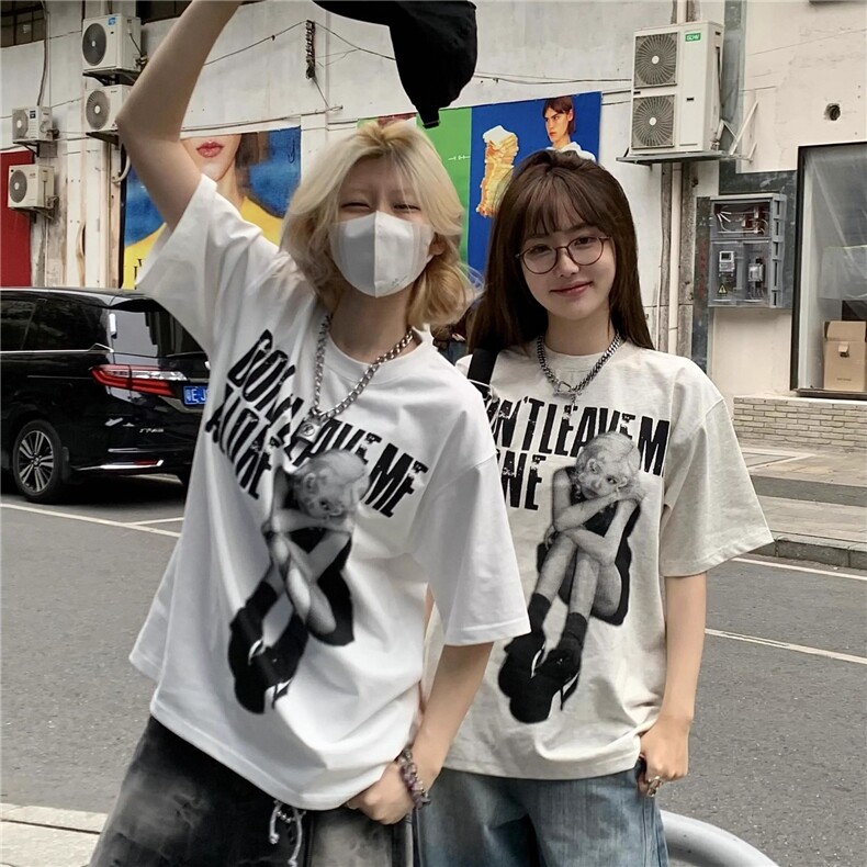 潮美式复古人像印花嘻哈街头风宽松舒适透气凉感短袖TDT005,男装T恤,星座516A