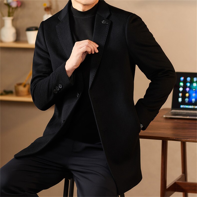 【罗蒙专版】主推高端男手工绵羊毛山羊绒双面呢西服外套大衣，男装西服，钱塘723