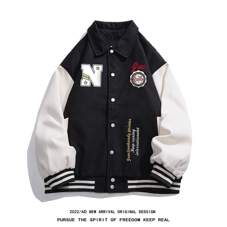 白底22秋季西海岸hiphop设计感翻领棒球服夹克外套G608P85控108,男装夹克,电商A247-1
