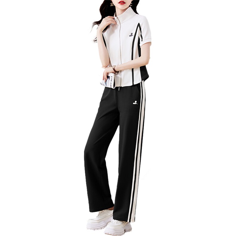 翻领大码时尚运动服套装女2025夏季新款休闲宽松洋气气质两件套潮,女装套装/套裙,关键词