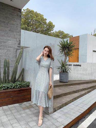 花色韩味连衣裙夏季，女装连衣裙，阿爆