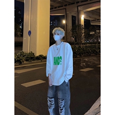 美式复古英文AND印花长袖T恤小领口打底衫，男装T恤，星座310A-4