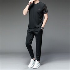 运动套装男秋冬季长袖套装男休闲长裤两件套弹力速干透气宽松，男装休闲套装，电商B212（原钱塘6029）