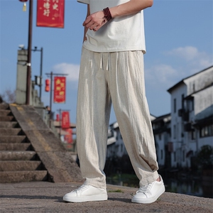 高品质苎麻风春夏休闲棉麻长裤子男女同款K590-P85图片