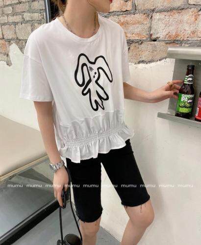 印图休闲针织上衣，女装，沐·沐