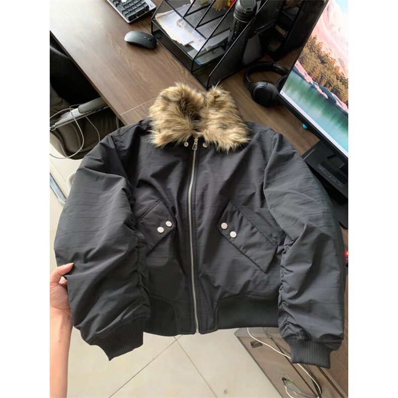 【有货】S476CC-特P98毛领工装棉服男加厚短款飞行夹克外套,男装夹克,星座1007（原301D）