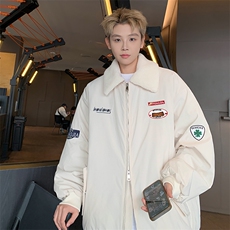 羊羔绒翻领棉服大码中性加棉保暖夹克棒球服外套M2931-特P75控108，男装棉衣，电商A001