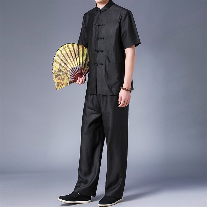 衬衫短袖2023新款中年男装高端商务休闲衬衣男士潮流两件套图片