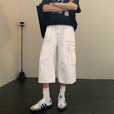 明线阔腿工装七分裤男女夏季美式高街宽松大口袋休闲裤Y1106p45，男装牛仔裤，电商B381-2
