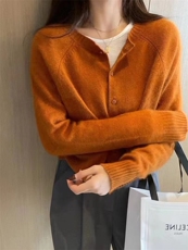开衫女宽松短款毛衣外套软糯针织衫百搭显瘦上衣，女装针织衫/毛衣，半城羊绒