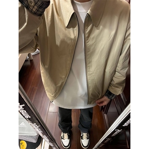 春季夹克美式复古格纹两面穿外套男高级感cleanfit上衣 W46图片