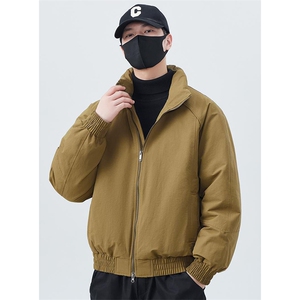 现货美式高街休闲夹克冬季三防立领纯色户外工装加厚棉服外套图片