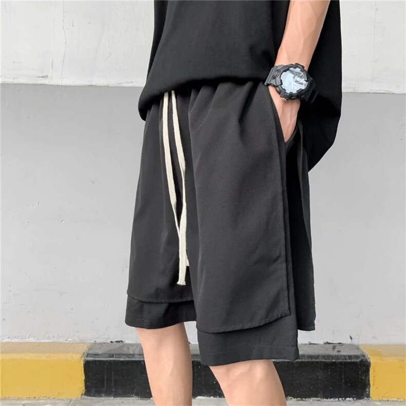 假两件短裤男夏季新款ins潮流宽松直筒休闲学生拼接工装 K841-P25图片