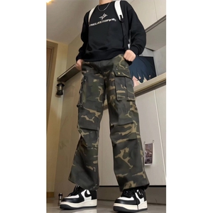 美式hiphop重磅迷彩工装裤男女宽松直筒显瘦休闲长裤潮GJ399 P65图片