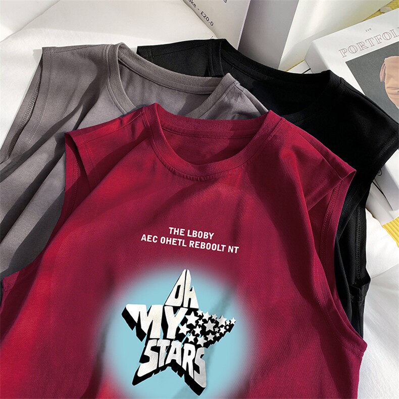 量大优供视频得物直播品质220克夏季纯棉背心无袖T恤WB95,男装T恤,电商A486
