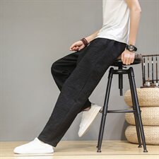 秋季新款中国风棉麻男款暗提花简单休闲百搭长裤D658P65，男装休闲裤，星座312B-2