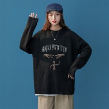 中性风2023秋冬季新款男女同款加厚圆领毛衣针织衫毛线M806P45图片