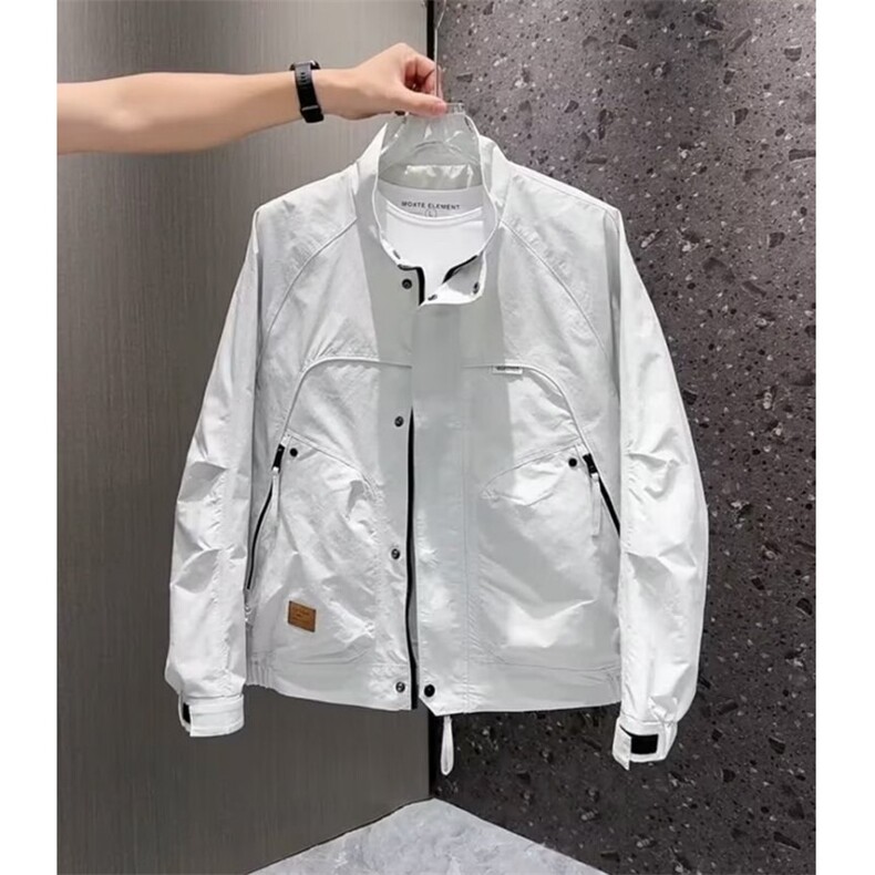 男春秋立领工装夹克新款时尚潮百搭修身气质青年外套HH8108 P55图片