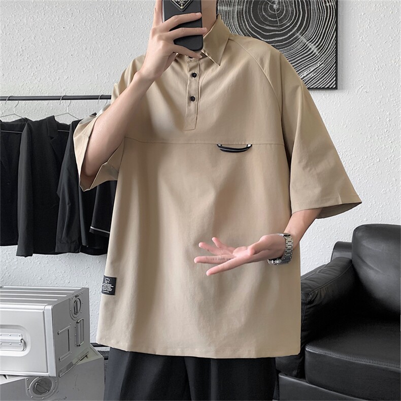 2025夏装复古短袖衬衫男工装宽松衬衣半袖C301P40,男装T恤,电商C323