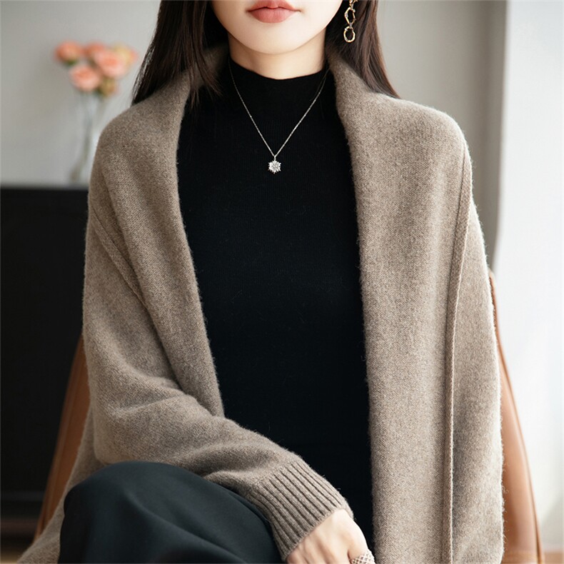 披肩女装外搭高端羊毛斗篷外套重磅加厚流苏大披肩冬季毛毯式盖,针织衫/毛衣,韩然一族