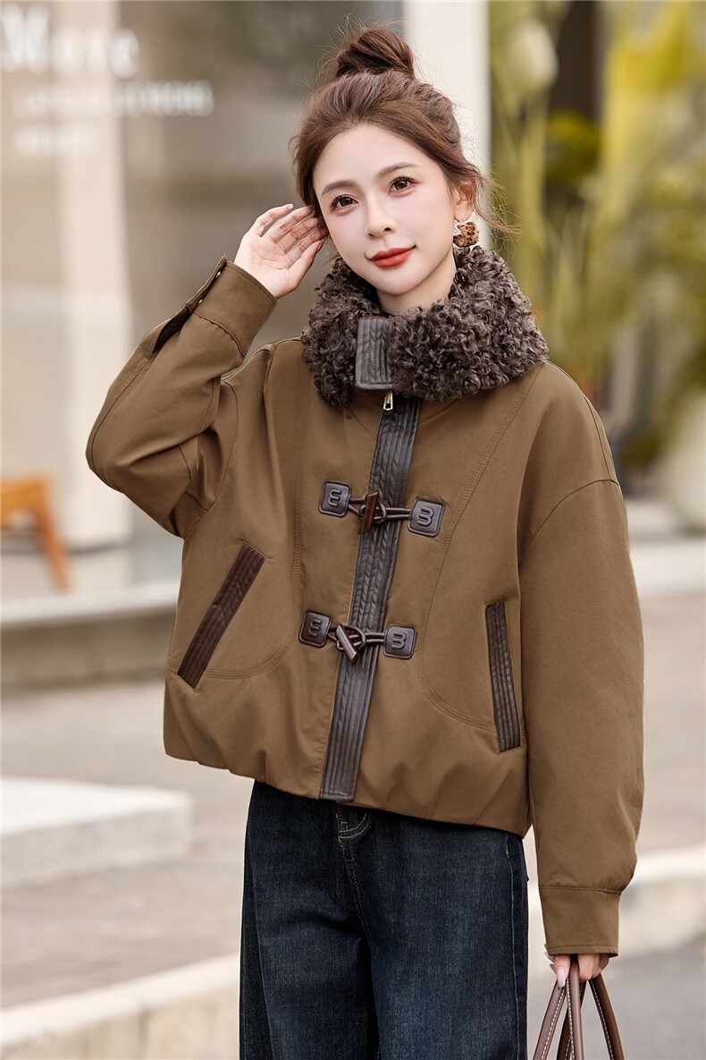 现货高级感派克羽绒服女2025冬季新款宽松保暖白鸭绒外套女,女装羽绒服,美沁