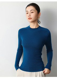 2025年秋季时尚百搭通勤简约休闲无缝半高领修身打底衫，女装针织衫/毛衣，清联羊绒