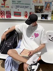 情侣装短袖男t恤夏季潮牌高级感运动短裤一套搭配TZ062-P45，男装休闲套装，星座308B-2