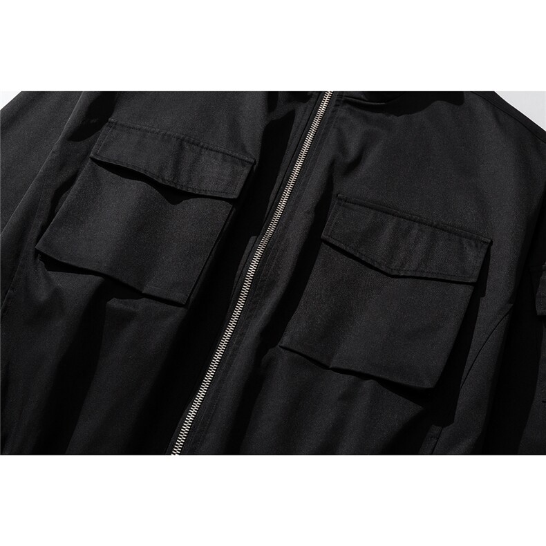立体白底立领多口袋大码M-5XL夹克男100%聚酯纤维JK77987P85控138,男装夹克,星座227-7