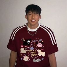 夏季美式高街重磅纯棉三条杠织带撞色男女短袖T恤ZD582-特P30，男装T恤，电商A486