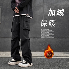 美式高街宽松工装裤加绒保暖长裤抗皱拖地K211特批38加绒特批48，男装休闲裤，星座718-1