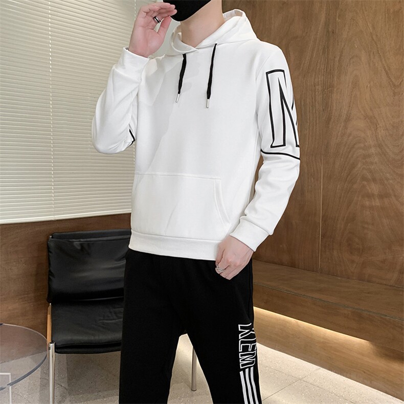 秋冬新款时尚套装运动圆领潮牌弹力卫衣卫裤大码宽松套装外套外贸图片