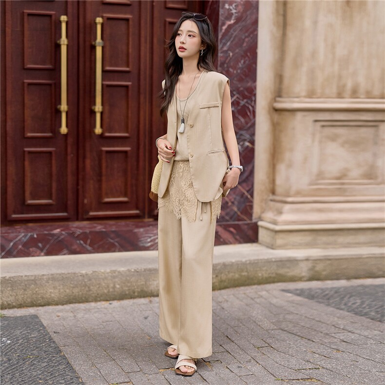 2026年夏季新款洋气减龄成人背心蕾丝四件套休闲风女,女装套装/套裙,沁沁公主
