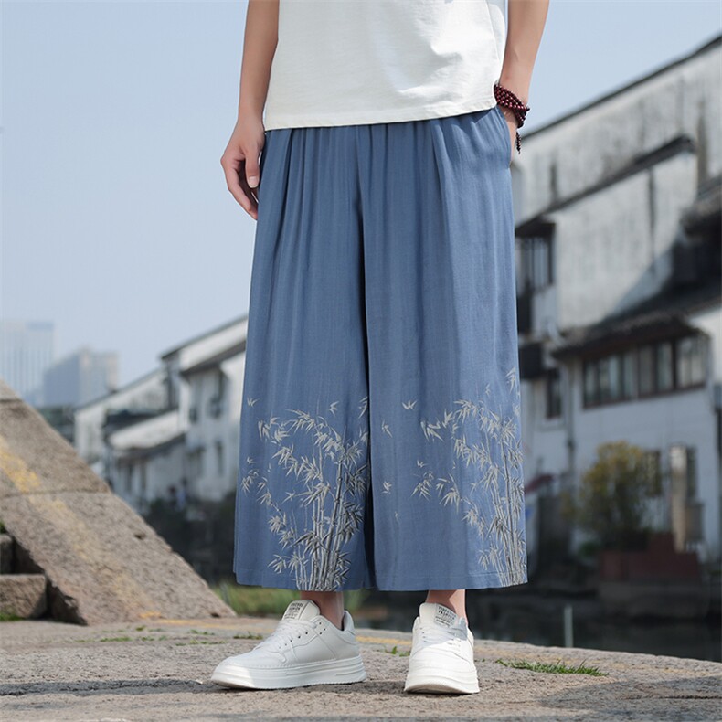 2025新中式棉麻大码休闲裤直筒裤八分裤子K211-P60-控88,男装休闲裤,电商A021