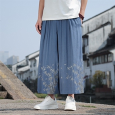 2025新中式棉麻大码休闲裤直筒裤八分裤子K211-P60-控88，男装休闲裤，电商A021