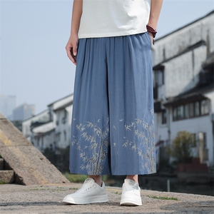 2025新中式棉麻大码休闲裤直筒裤八分裤子K211-P60-控88图片
