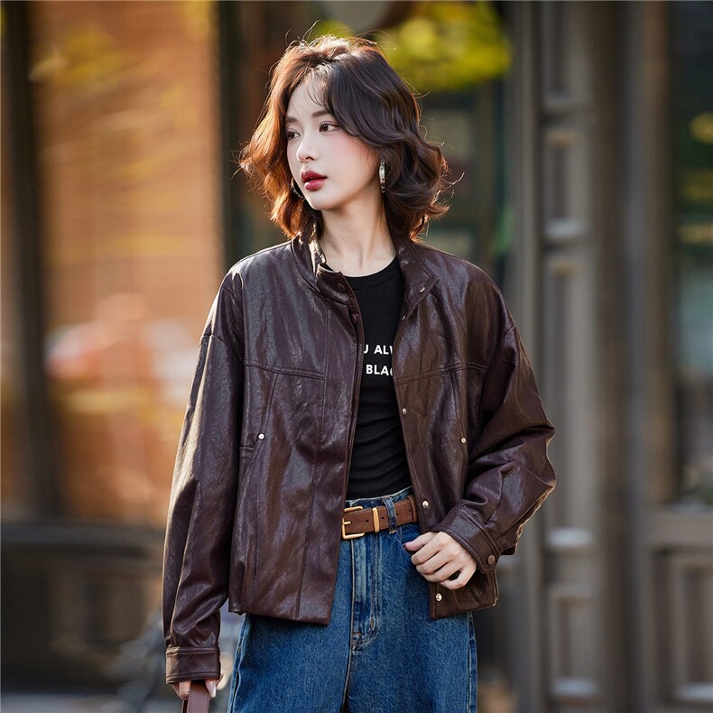 2025秋装新款时尚潮流皮衣外套，女装皮衣，姿萝菲