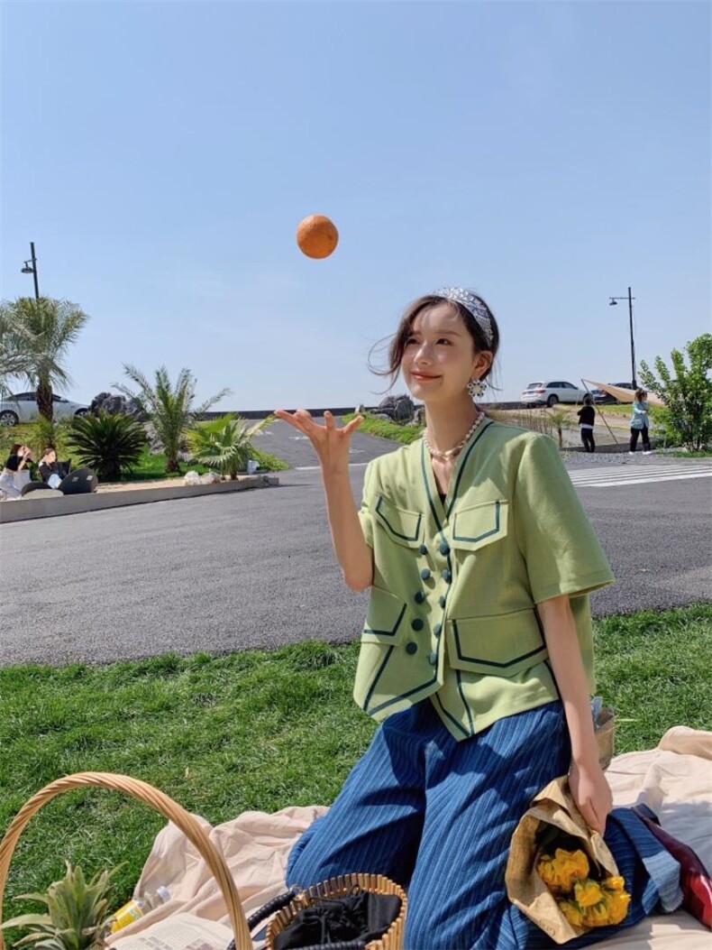 香风绿色小上衣，女装，YOUER DENG