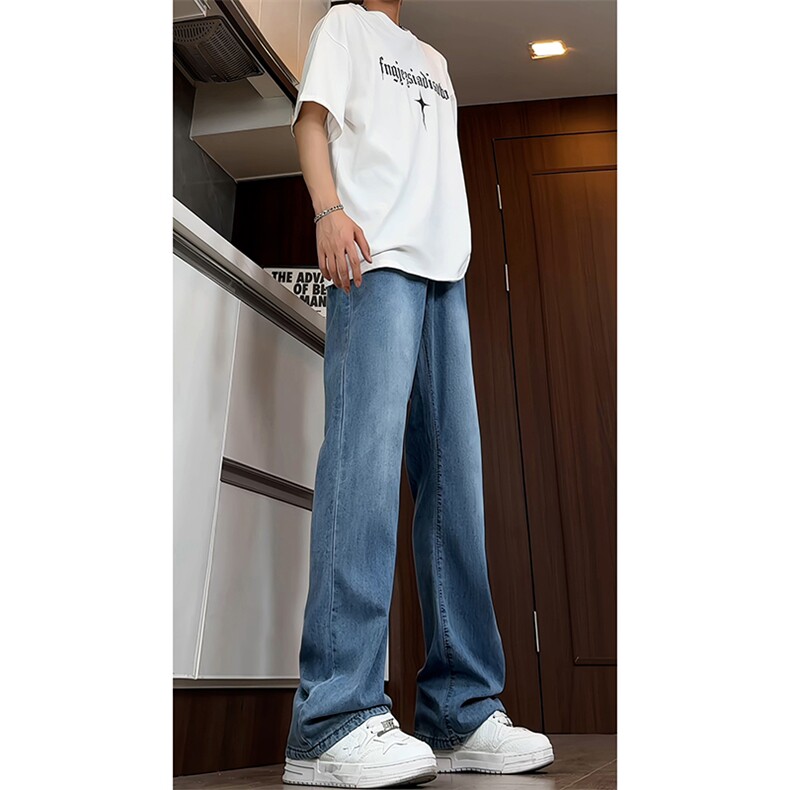 B221美式ins高街暗黑小众修身薄款冰丝牛仔裤LK24176-P60控78,男装牛仔裤,电商B221
