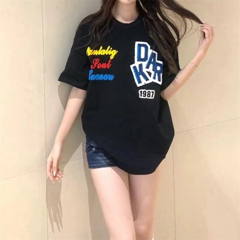 万针全刺绣工艺抖音得物高品质260克重磅纯棉双纱美式高街短袖T恤图片