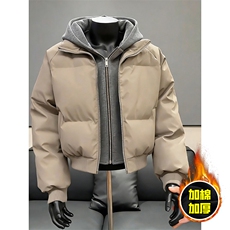 现货高品质重磅工艺美式高街假两件PU皮棉衣男女加厚棉服外套，男装棉衣，电商A443