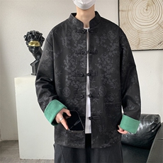 男士外套麂皮绒印花夹克盘扣立领唐装风XZ1512-2507-P85，男装夹克，星座1512