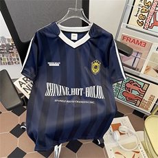 夏季美式复古条纹运动球衣短袖T恤男女宽松休闲半袖上衣ST628-P38，男装T恤，星座412-3