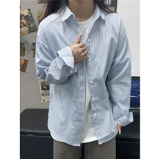 B221美式ins高街暗黑宽松条纹长袖衬衫SY2551-特P30控59，男装衬衫，电商B221