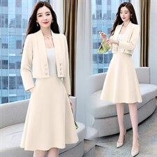 秋季新款女装套装优雅淑女气质两件套时尚百搭显瘦长袖外套+高腰半身裙，女装套装/套裙，芭米依尚