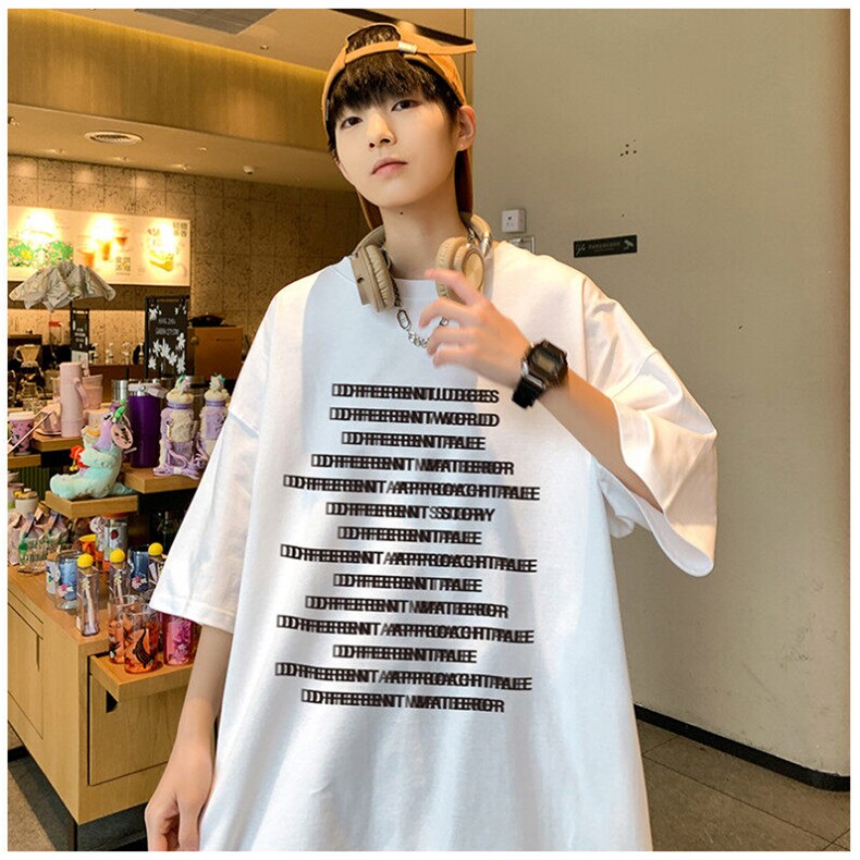 夏季新款重磅纯棉模糊字母满印短袖M~5XLXZ604-DT220-P25控39,男装T恤,星座604
