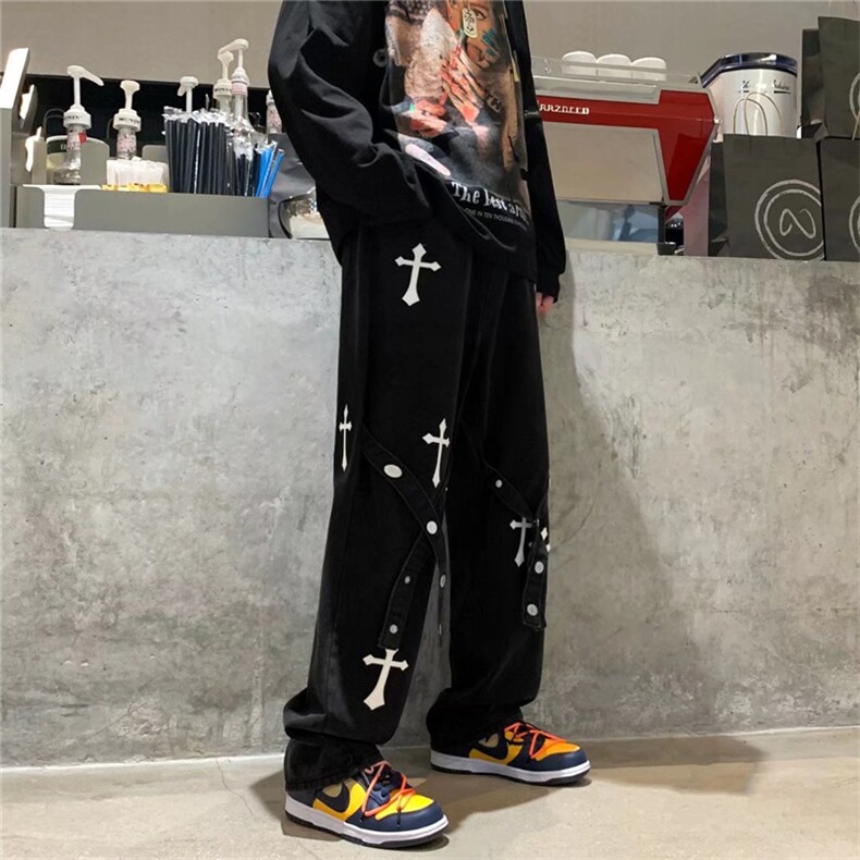 L春季潮流美式街头牛仔裤ns男ivibe拖地裤裤子宽松K2587-P45,男装牛仔裤,星座512-2