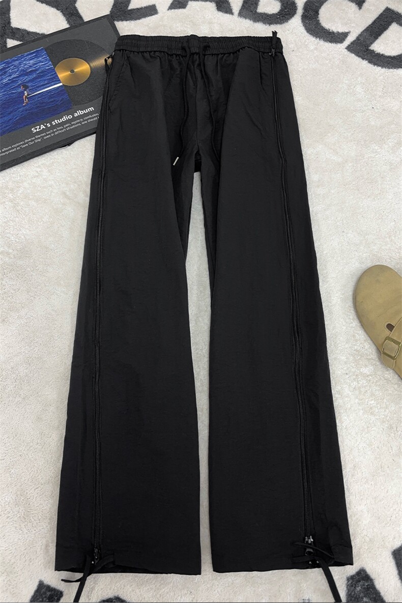 B221美式ins高街暗黑纯色网状拉链休闲裤LK24211-特P38控68,男装休闲裤,电商B221