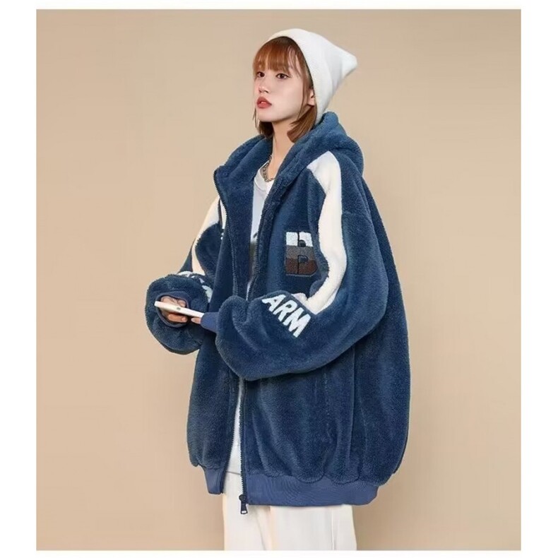 冬季羊羔毛外套女生连帽棉袄男女青少年学生保暖羊羔绒棉衣服，男装棉衣，星座1210-1