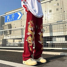 2024春季新款外景大码龙年本命年风卫裤M-5XHK24150-P60，男装休闲裤，电商A022